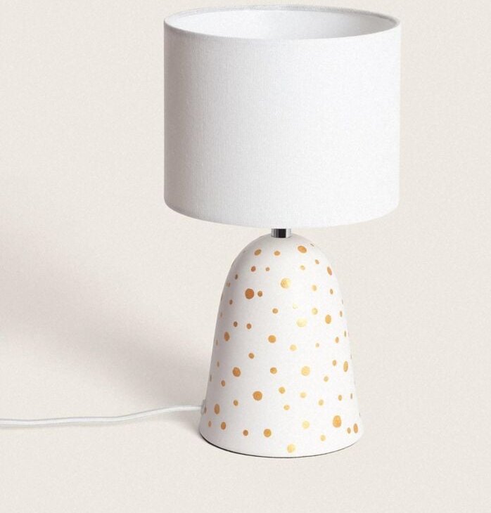 Tischlampe aus Keramik und Stoff Argua Weiß