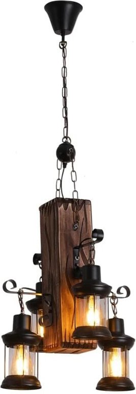 Industrial Vintage Pendelleuchte 4 Köpfe Lantern Kronleuchter Retro Höhenverstellbar Esszimmer Deckenleuchte Hängelampe