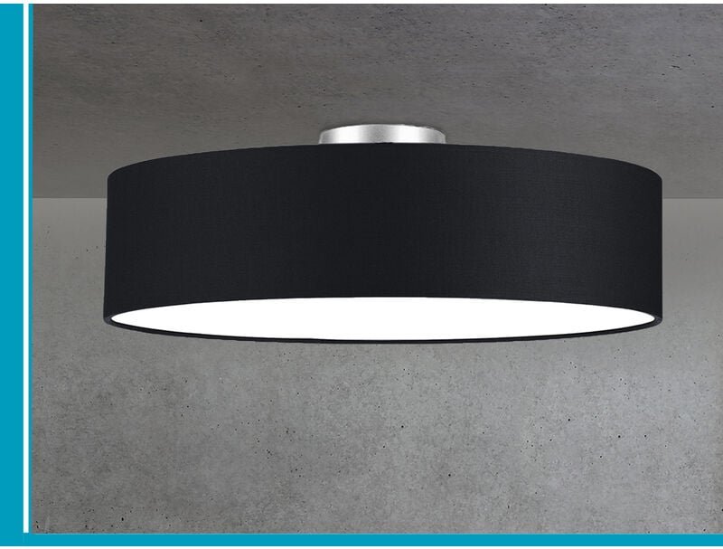 Thumbnail - Meinewunschleuchte - Große runde Deckenleuchte calma mit Stoffschirm in Schwarz ø 60cm