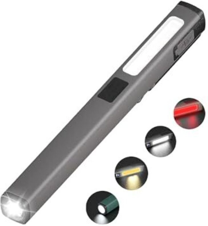 Wiederaufladbare LED-Taschenlampe, COB-Arbeitsleuchte mit weißen und roten Leuchtmodi, USB-C-Kabel, tragbare Arbeitsleuc...