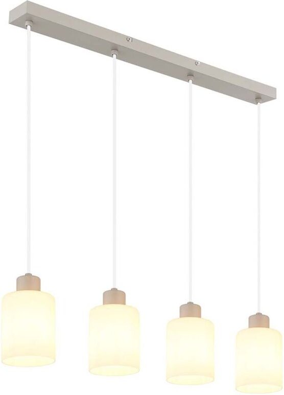 Hängeleuchte Pendelleuchte Esszimmerlampe sandfarben 4xE27 Glas opal L 70 cm