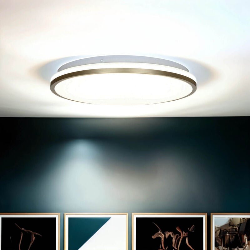 Licht-erlebnisse - led Deckenleuchte Metall 4000 k neutralweißes Licht 1040 lm d: 33 cm in Weiß Gold rund