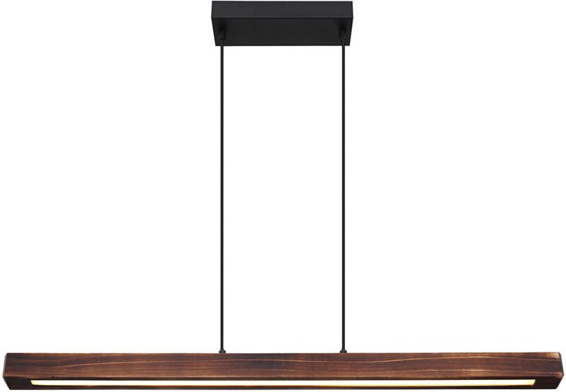 Hängelampe Holzleuchte Esszimmerleuchte led Pendelleuchte, Metall schwarz opal klar, 1x led 28W 1500lm 3000K, LxBxH 90x8...