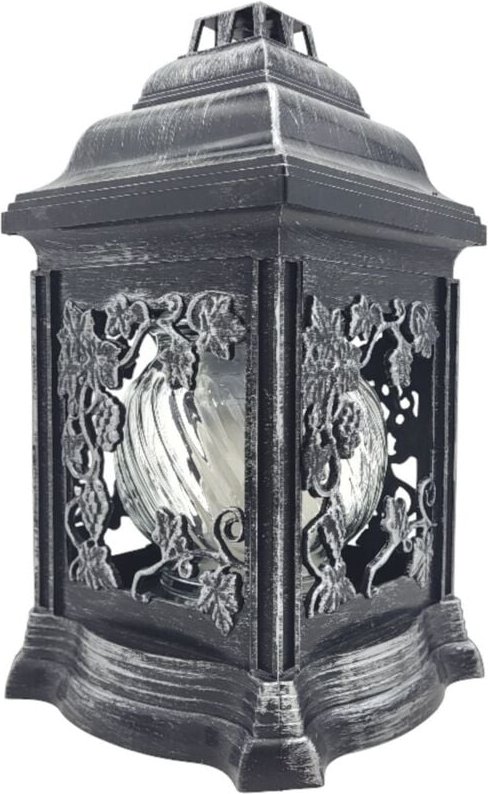 Buri - Grablaterne mit Öllicht 26cm Silber Grabschmuck Grabkerzen Grablicht Friedhof