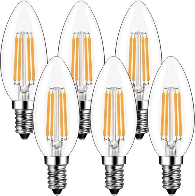 Vtizikl Ampoule bougie LED E14 4W 2700K LED blanc chaud petite douille à vis non dimmable 6 pièces