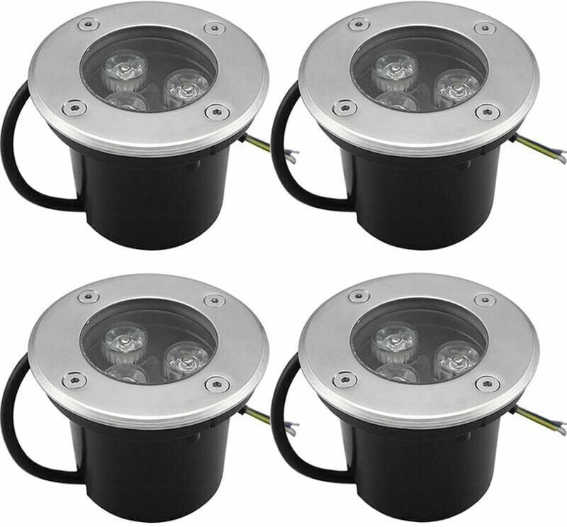 Vtizikl 4 PACK 3W IP65 Spot LED Encastré Extérieur 270 Lumen Rond Led Terrasse Downlight Lampe D'éclairage De Jardin Ext...