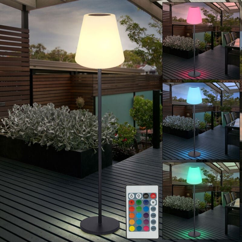 Solarlampen für Außen Stehleuchte Solar Standlampe Balkon led Solar mit rgb Farbwechsel, Fernbedienung, Farben fixierbar...