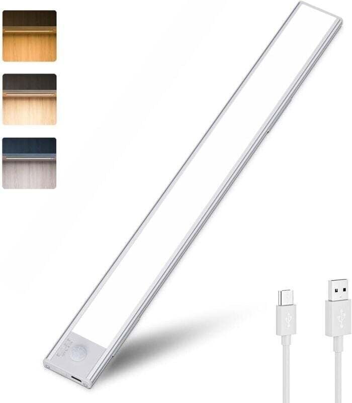 Barre LED Sous Meuble 40cm Rechargeable USB Dimmable Détecteur de Mouvement pour Cuisine Placard Armoire