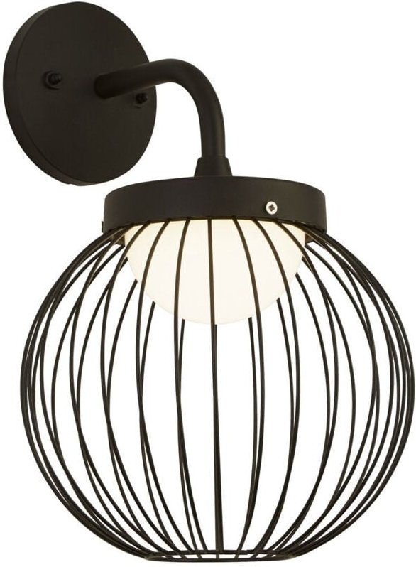 Searchlight Cabin Außenwandleuchte aus schwarzem Metall und opalem Polycarbonat