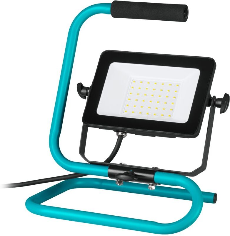 Led Baustrahler, tragbare Arbeitsleuchte aus Aluminium und Kunststoff, Arbeitsscheinwerfer in türkis und schwarz, Werkst...