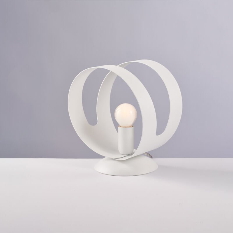 Belight - Lumetto in ferro laccato bianco con fascia tagliata a laser 1 luce H.22 - Ø19