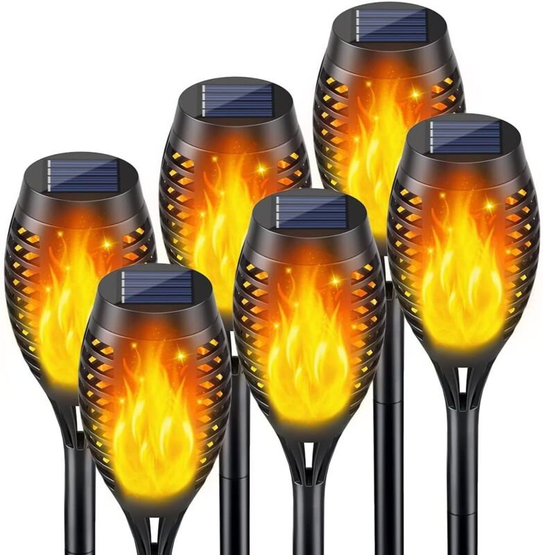 6Stück Solarlampen für Außen Garten, Solar Fackeln für Außen Flackernd, Solarleuchten für Außen Gartendeko, Gartenfackel...