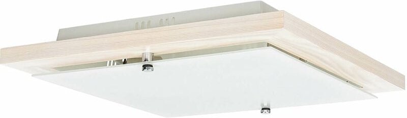 Licht-erlebnisse - Flache Deckenlampe Holz Glas blendarm eckig E27 Wohnzimmer Flur