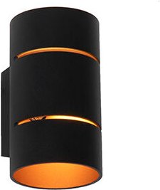 Moderne Wandleuchte schwarz mit goldenem Innenleben – Ria