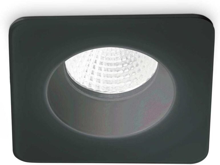 Quadratisches Einbau-Downlight Schwarz IP65, 3000K, 8W