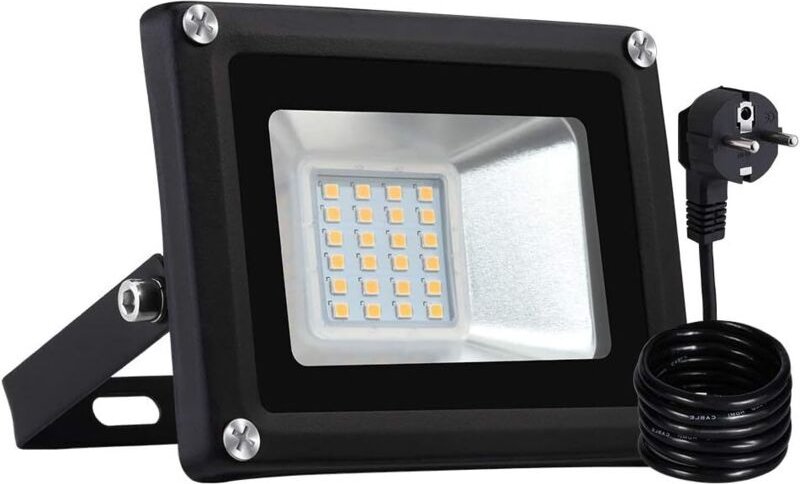 LED Strahler, LED Fluter IP65 wasserdicht Außenstrahler Flutlichtstrahler Aluminium Scheinwerfer Licht 3000K,EU Stecker,...