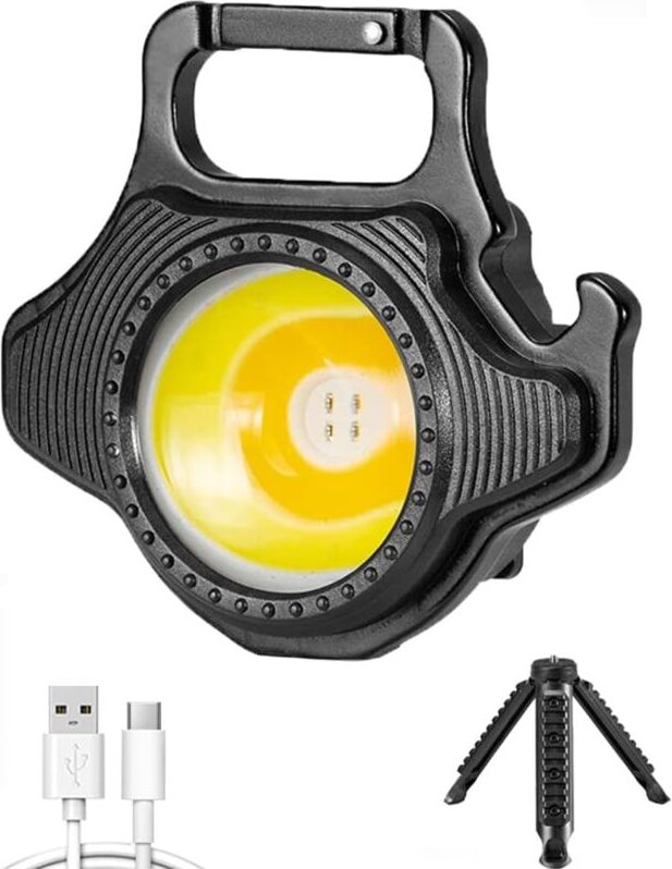 Ersandy - Mini-Taschenlampe, 7 Lichtmodi, wiederaufladbar über usb, tragbare Arbeitsleuchte, faltbarer Ständer, Flaschen...