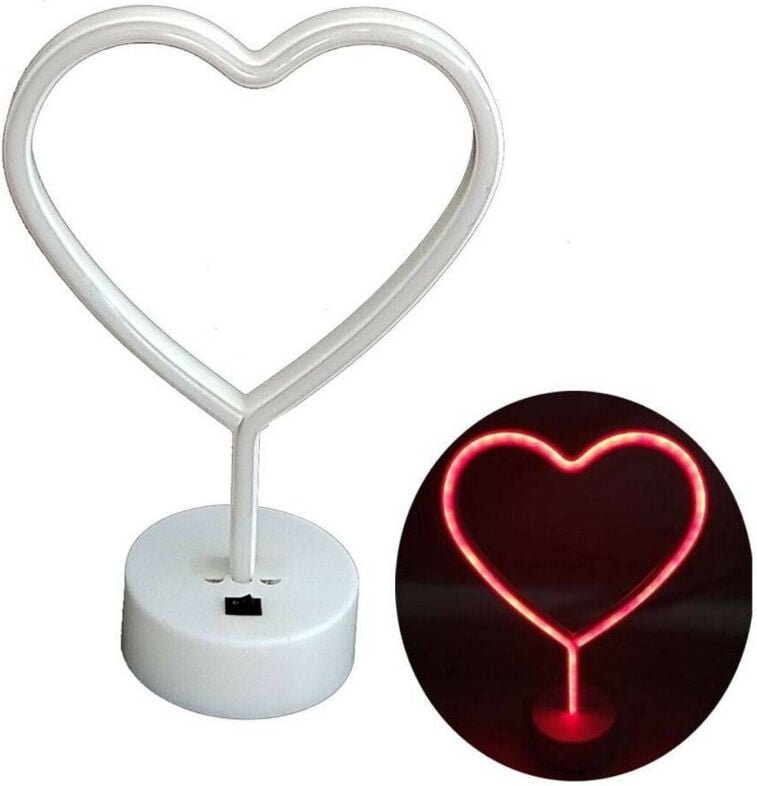 Trade Shop Traesio - Trade Shop - lampada neuen lights rosso led forma di cuore tavolo neon neu decoration -