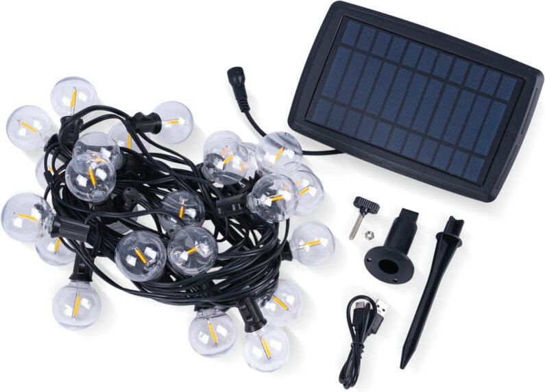 Barcelona Led - Solar Lichterkette outdoor - 25 x E10 led Lampen - IP44 - 9,2