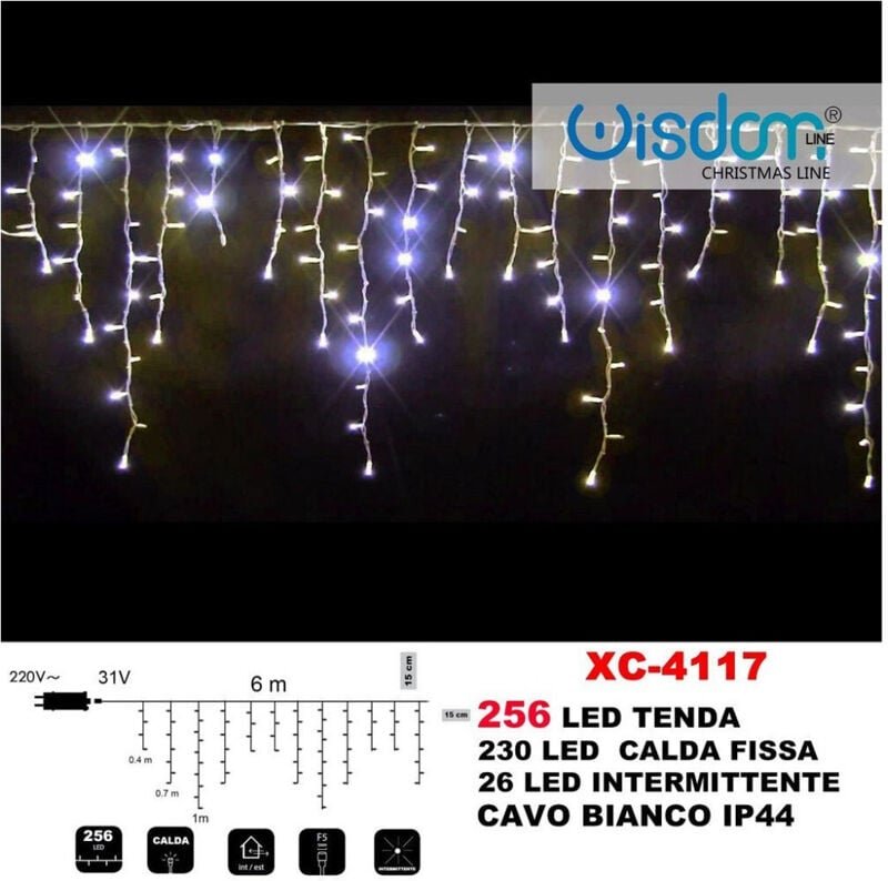 Thumbnail - Trade Shop Traesio - Trade Shop - weihnachtslichtvorhang 256 led fest + intermittierend warmes licht IP44 XC-4117 -
