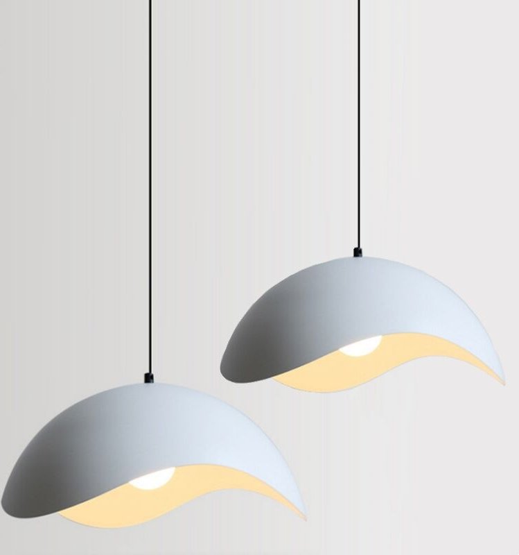 Retro Industriell Hängeleuchte Kreative Pendelleuchte Lampenschirm Höhenverstellbare Deckenleuchte 2 Stücke Weiß