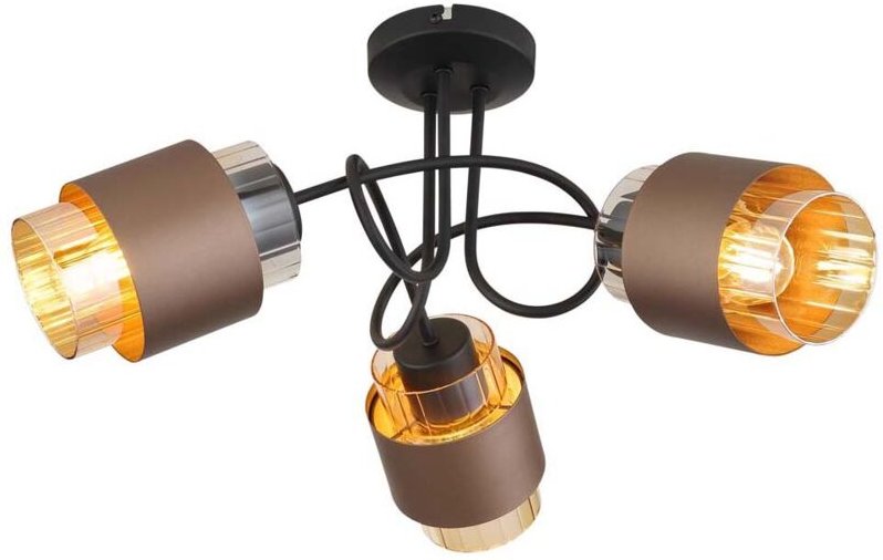 Deckenleuchte Deckenlampe Wohnzimmerlampe schwarz Glas amber 3-flammig D 43 cm