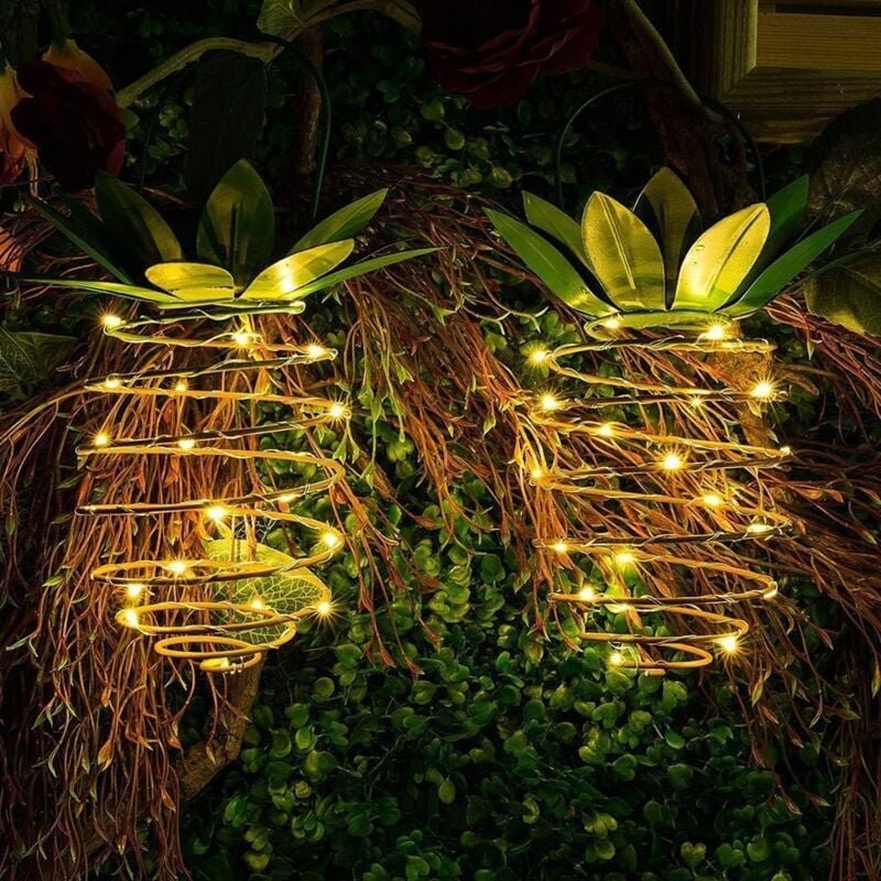 Solar-Hänge-Ananas-Lichterkette, Outdoor-Wege-Terrassen-Dekoration, Kupferdraht, wasserdichte LED-Lichterkette für Garte...