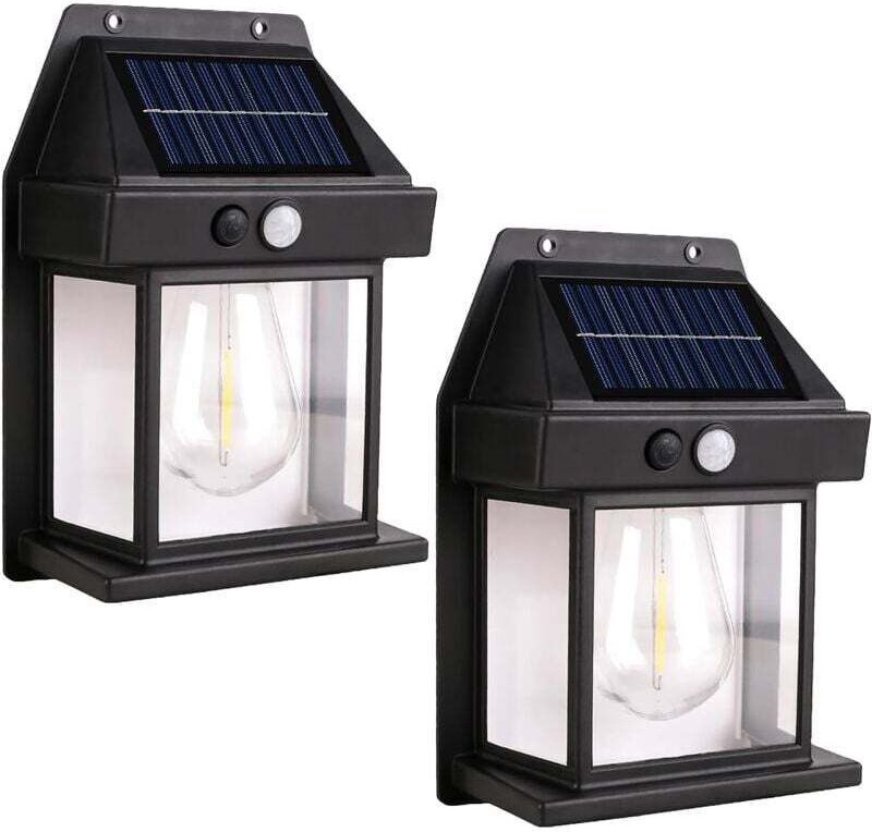 Ulisem 2 Stück Solar-Wandleuchten für den Außenbereich mit Bewegungsmelder, 3 Beleuchtungsmodi, wasserdicht für Garten, ...