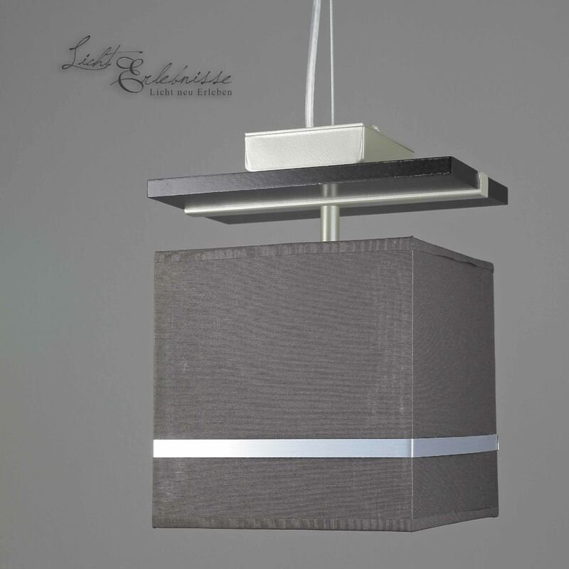 Hängeleuchte E27 Grau Braun Stoff Metall Pendelleuchte