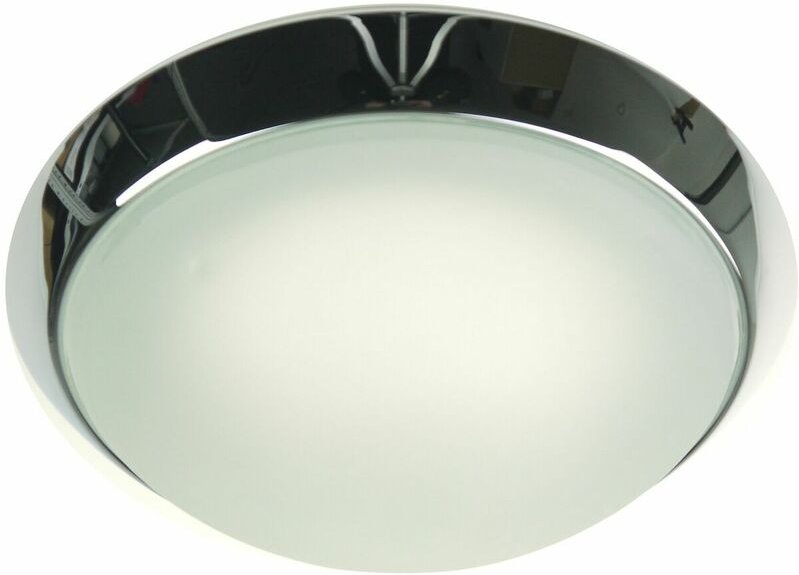 Niermann - led Deckenleuchte / Deckenschale rund, Glas Alabaster, Dekorring Chrom, ø 25cm