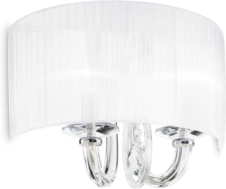 Ideal Lux Swan - 2 Licht Innenglas Kerze Wandleuchte Chrom, E14