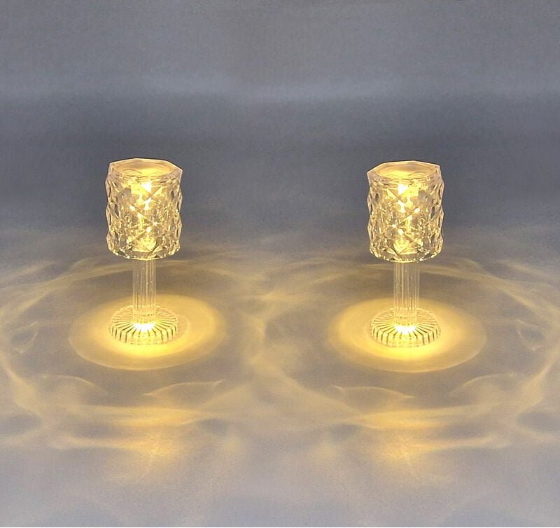 Spetebo - led Mini Tischleuchte warm weiß in Kristall Optik - gerade / 12 cm - Kleine moderne Deko Tisch Lampe Batterie ...