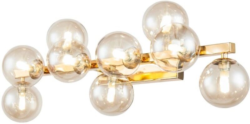 Thumbnail - Deckenlampe Deckenleuchte Wohnzimmerlampe Gold Glaskugel Bernstein 9 flammig