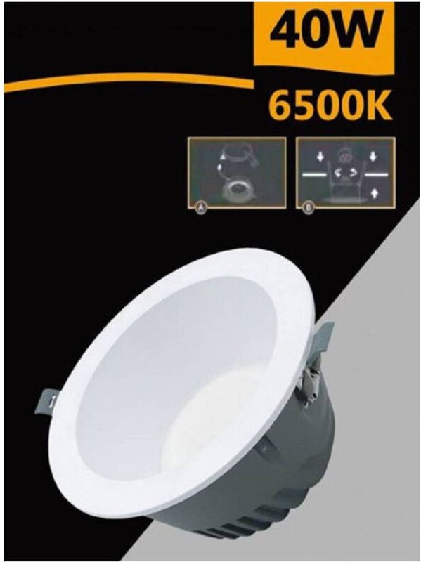 Trade Shop Traesio - Trade Shop - runder smd led-einbaustrahler 40 w 4000 lm weisses licht 6500K 4000K GL-AG40 -