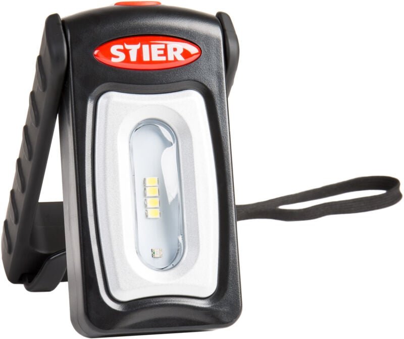 Thumbnail - STIER Akku LED Werkstattleuchte, 250 Lumen, einer Leuchtdauer von 2,5 Stunden, 360° drehbarem Haken und Micro USB Ladeka...