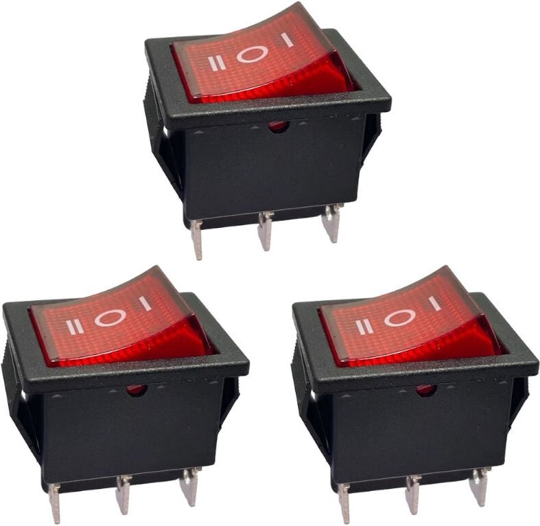 Trade Shop - Trade-Shop Kippschalter / Wippschalter / Wechelschalter KCD4, AN1 aus AN2, 6-polig, 250V 16A, rot beleuchte...