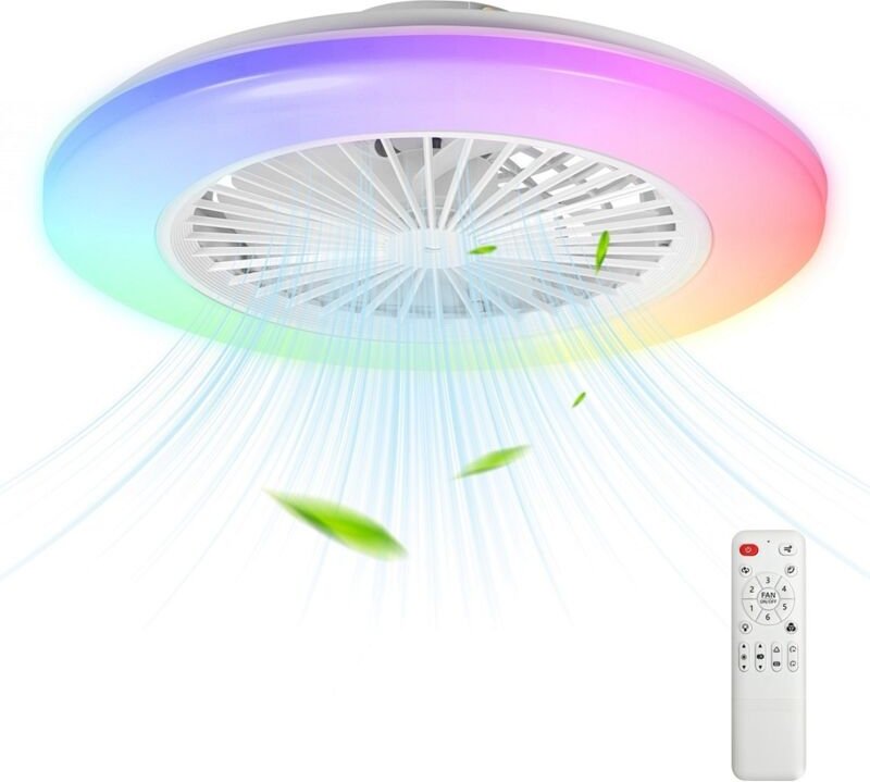 Randaco LED Deckenventilator mit Beleuchtung und Fernbedienung Dimmbar Deckenleuchte Schlafzimmer Wohn 49CM