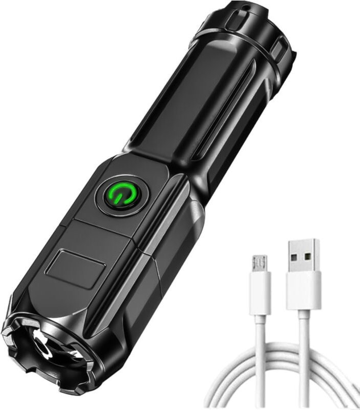 Hochleistungs-LED-Zoom-Taschenlampe, wiederaufladbar und wasserdicht, 2000 Lumen mit 3 Beleuchtungsmodi – ideal für Camp...