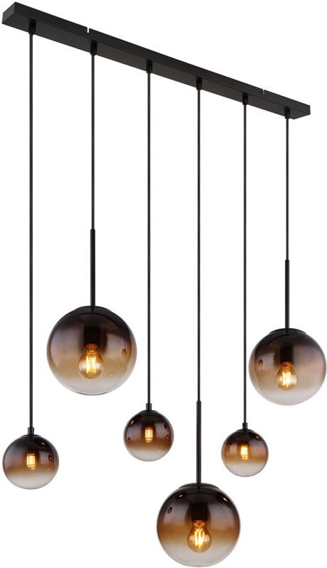 Hängeleuchte - Hallie - schwarz - glas rauchglas - große - Globo