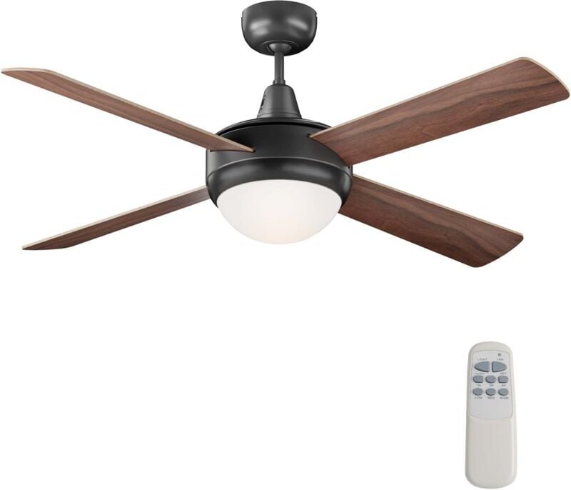 Wiltec - Deckenventilator ø 122 cm mit 4 Flügel, Ventilator mit 3 Geschwindigkeiten und Lampe, Lüfter mit Fernbedienung,...