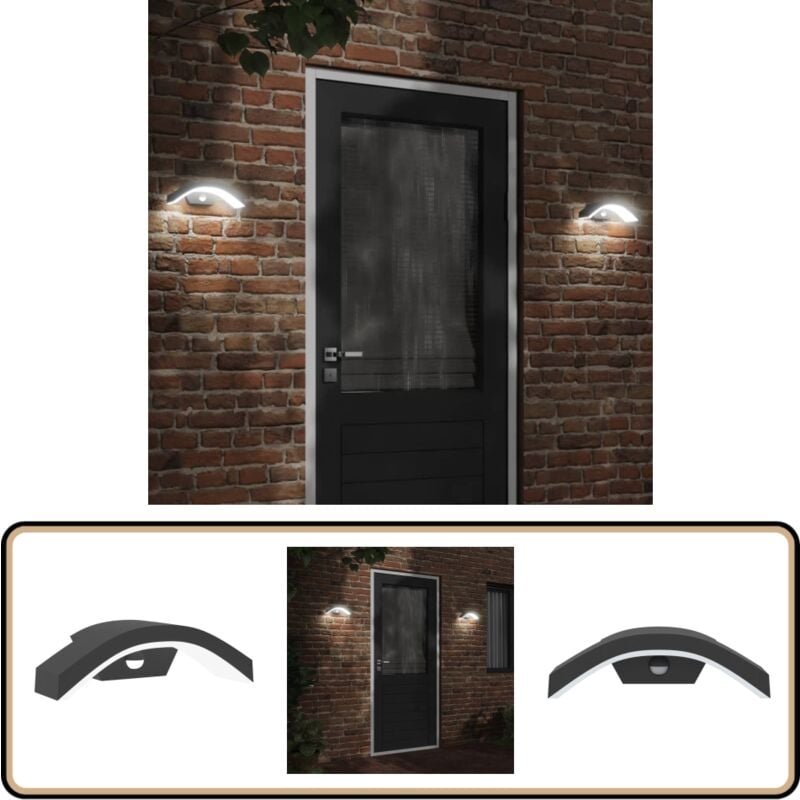 LED-Außenwandleuchte mit Sensor Schwarz Aludruckguss - LED-Lampe - Außenleuchte - Wandleuchte - Bewegungsmelder - PIR-Se...