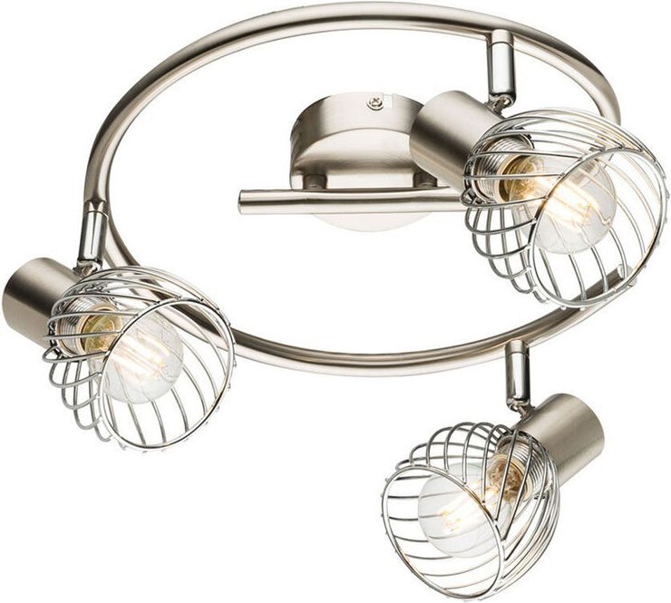 LED Deckenstrahler Silber, Rondell 3-flammig Gitter Lampenschirme, Ø 28cm