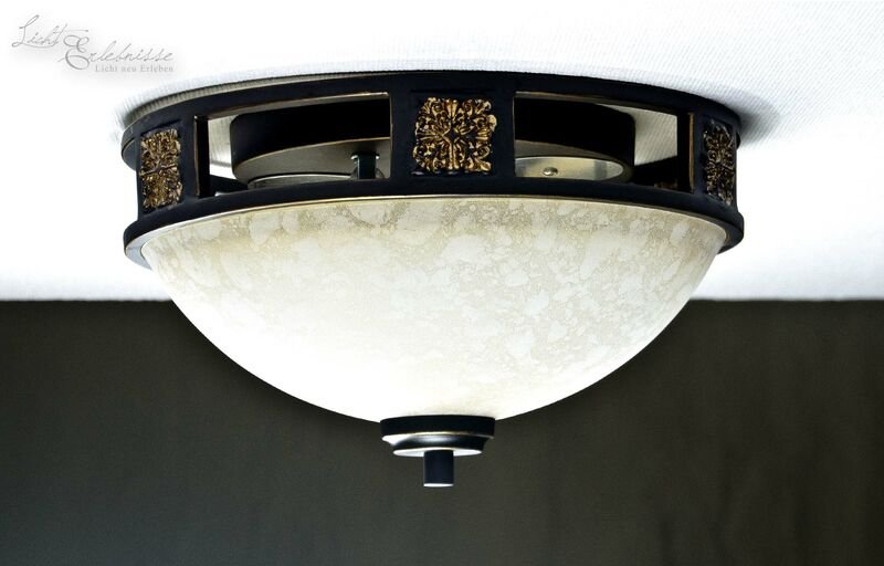 Licht-erlebnisse - Rustikale Deckenlampe Mit Glas Schwarz Braun