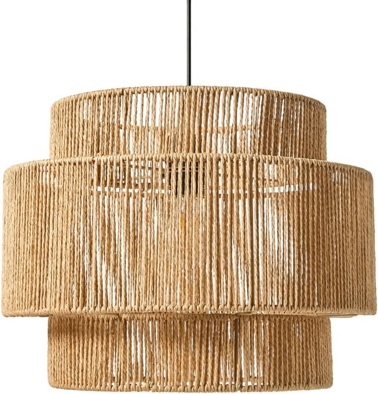 Hängeleuchte WOKIRO Papierschnur Naturfarben