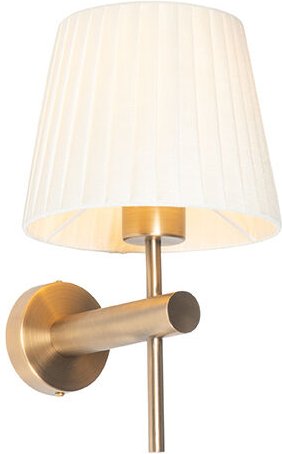 Moderne Wandleuchte Bronze mit weißem Schirm - Pluk