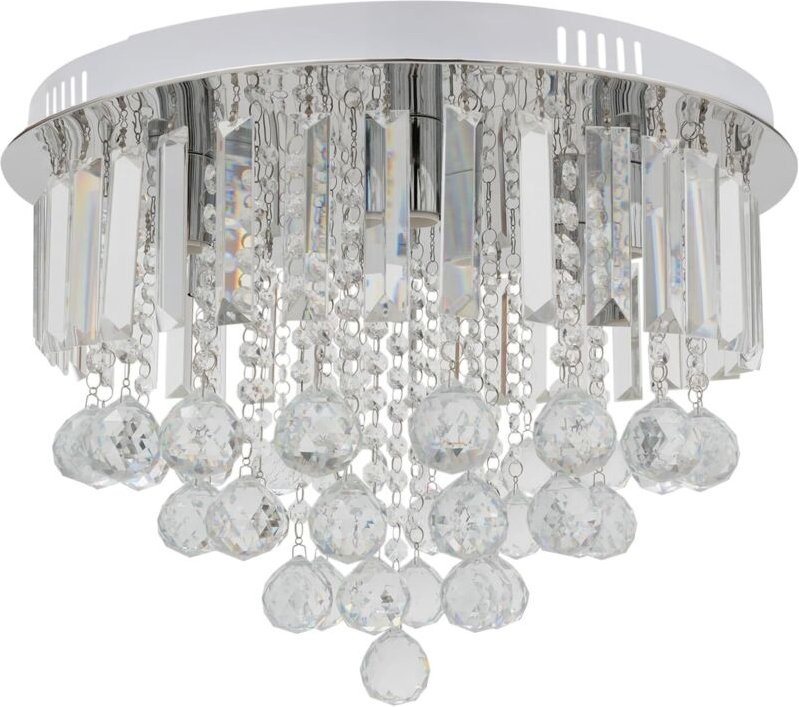 Moderner Kristall-Kronleuchter mit bündiger Montage, Kristall-Regentropfen-Kronleuchter, Kristalltröpfchen, runde Chrom-...
