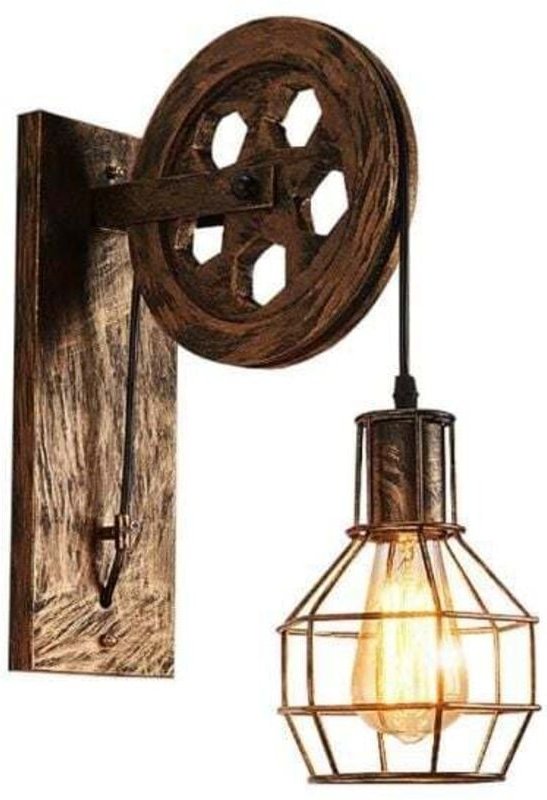 Industrielle Wandleuchte, 1 Stück, Bronze, Vintage-Wandleuchte mit Seilzug, Innenbeleuchtung für Bar, Schlafzimmer, Wohn...