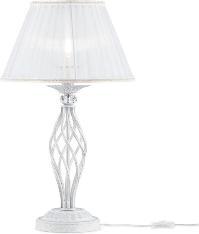 Grace Tischlampe Weiß mit Gold & Kristall, 1 Licht, E14