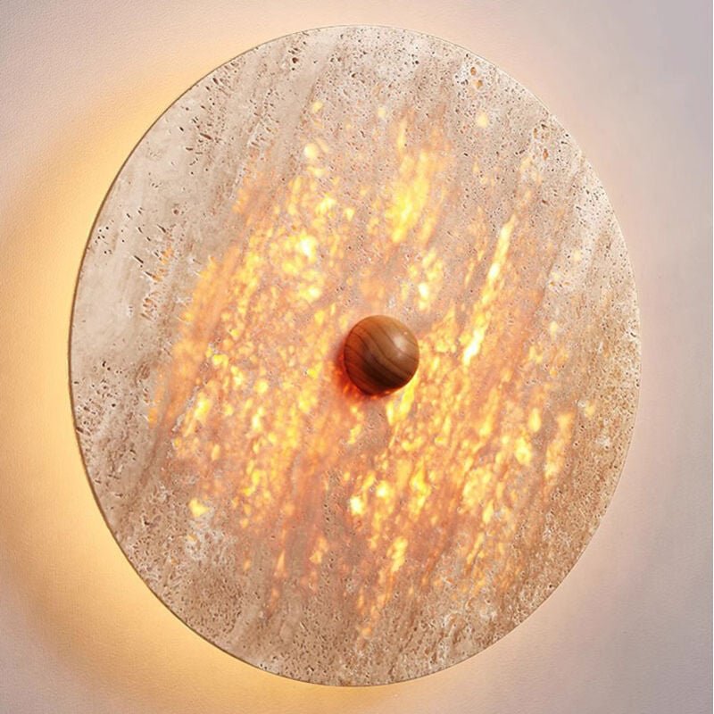 Kreative Retro-Wandleuchte, Deckenleuchte im japanischen Wabi-Sabi-Stil, natürlicher beigefarbener Travertin, nordischer...
