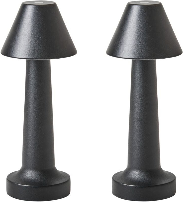 Kabellose LED Tischlampe 2er Set JOANES mit Dimmer Metall Schwarz